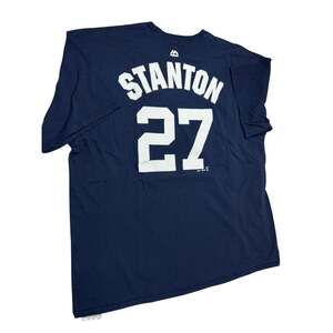 Majestic Giancarlo Stanton New York Yankees Shirt Blue Mens Size 2XL
